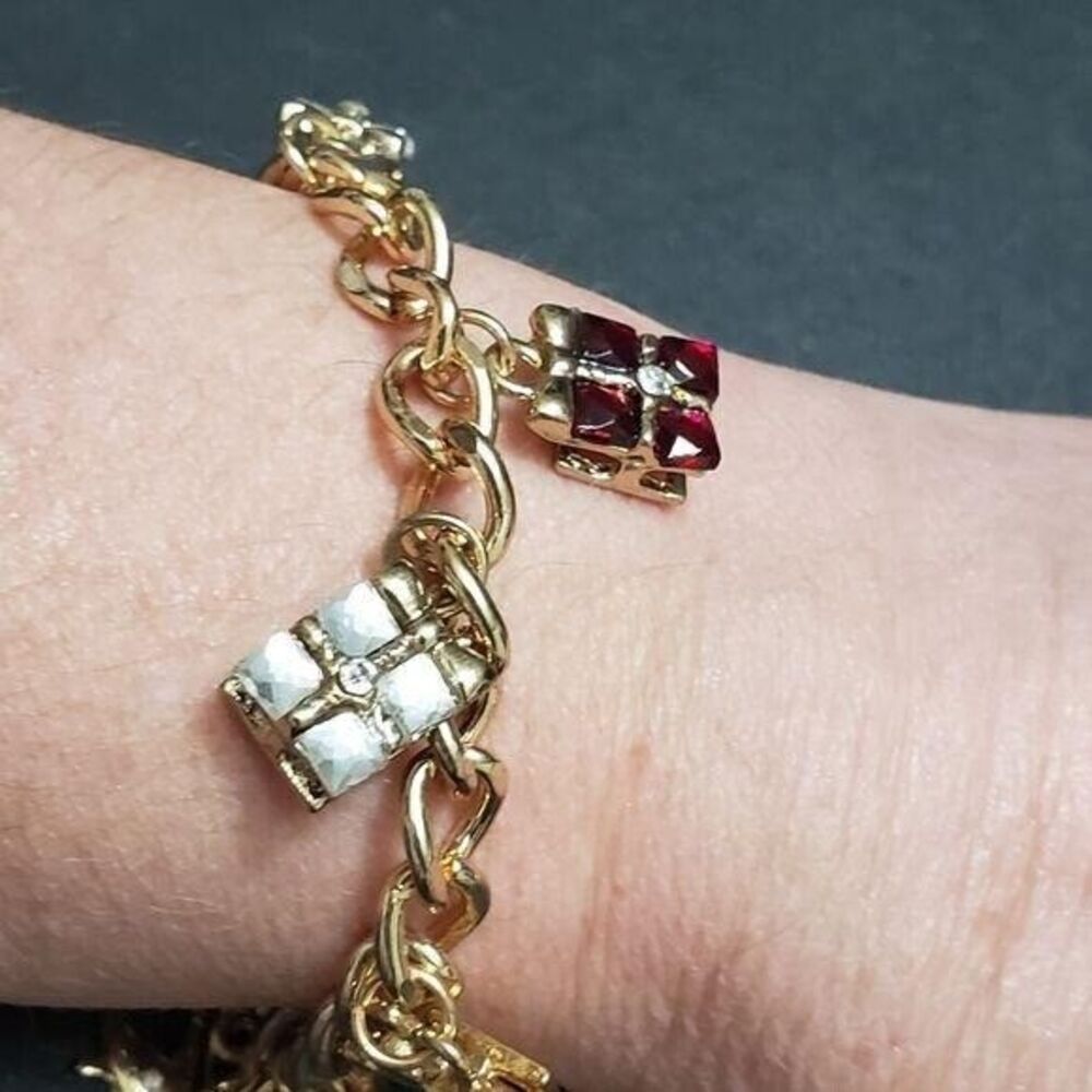 Holiday Lane Gold tone holiday gifts charm bracelet